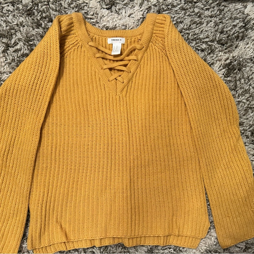 Forever 21 Girls Criss Cross Yellow Sweater